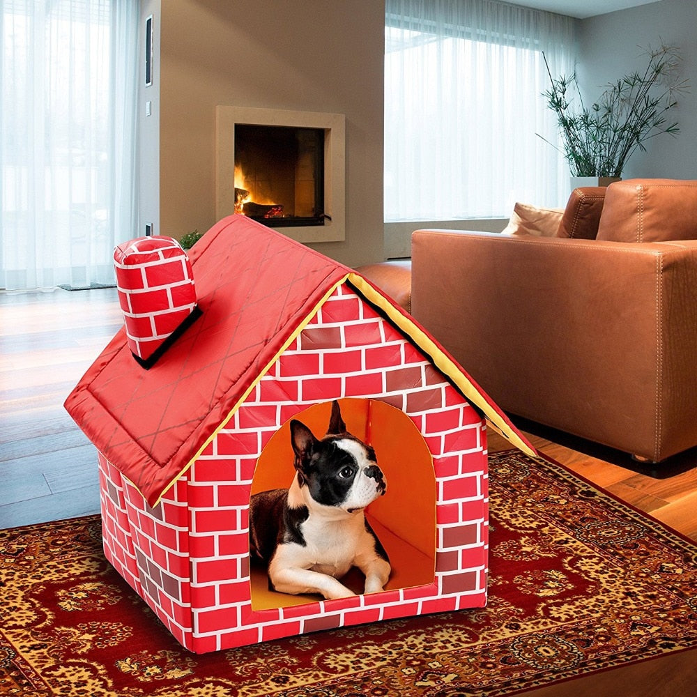 Portable Brick Pet Dog House (Warm & Cozy)